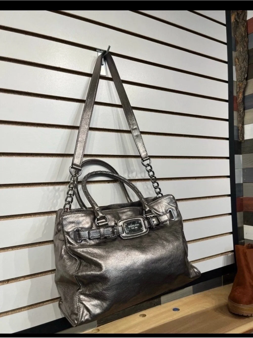 Michael Kors Metallic Gunmetal Shoulder Bag